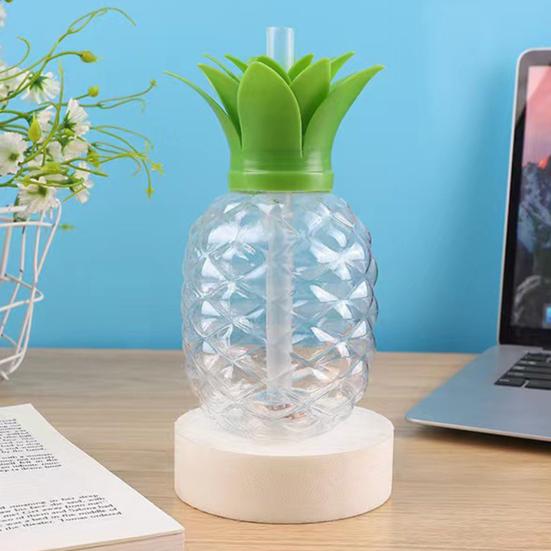 Pineapple Plastic Cup with Lid & Straw 500ml Strawberry Iced Coffee Wine Tea Mug Fruit Shaped Tumbler for Party Wedding Birthday