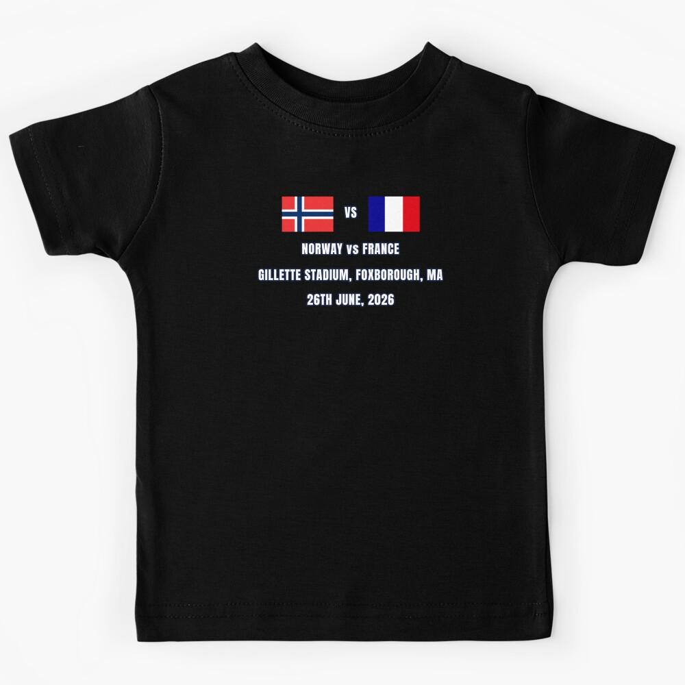 Norway vs France 26 June 2026 – Football Match Design Foxborough Kids T-Shirt 130