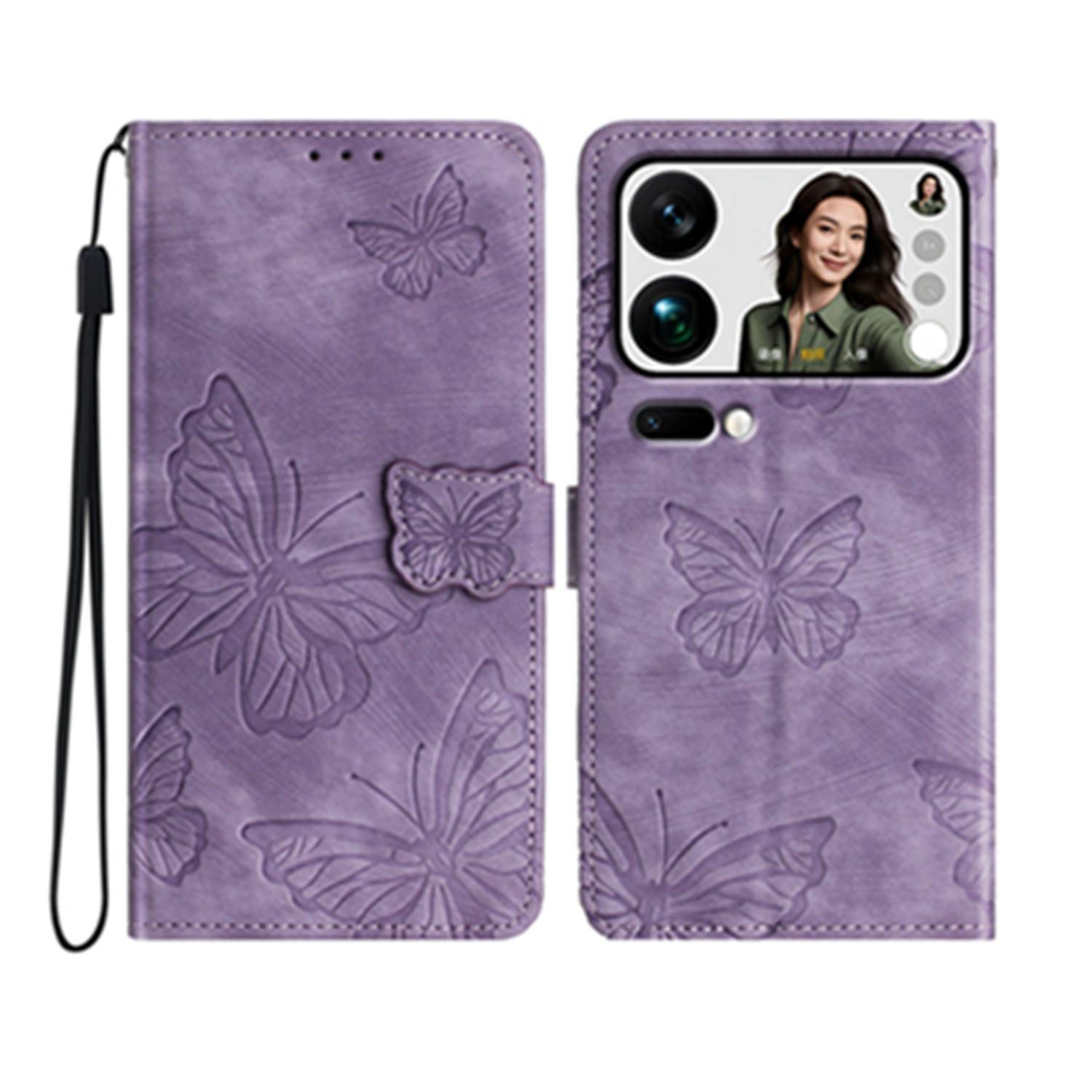 

For Xiaomi 17 Pro Case Butterfly Design Flip Wallet Leather Phone Cover Skin-Touch