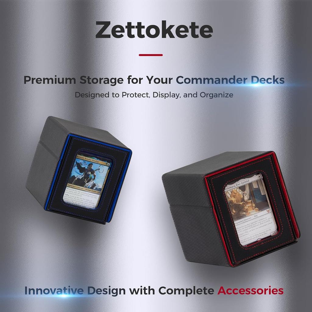 MTG Commander Deck Box with Dual Commander Display, Patented Card Deck Box Fits 100 Double-Sleeved Cards, MTG Card Case with Dice Tray, 2 Dividers, 2