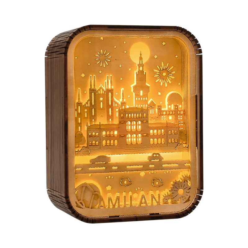 The English Channel Modern Wood Table Lamp 3D Hollow Carving Usb Bedside Lamp Bedroom Night Lamp Light Fixture Kid Brithday Gift