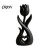 Stylish Entrance Hall Decor 3D Printed Tulip Flower Figurine with Hollow Heart Decor, Modern Desktop Decorative Figurines Ornament, Sculpture