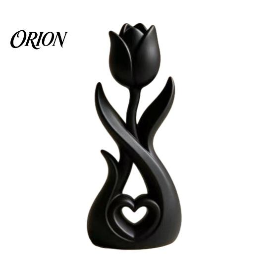 Stylish Entrance Hall Decor 3D Printed Tulip Flower Figurine with Hollow Heart Decor, Modern Desktop Decorative Figurines Ornament, Sculpture