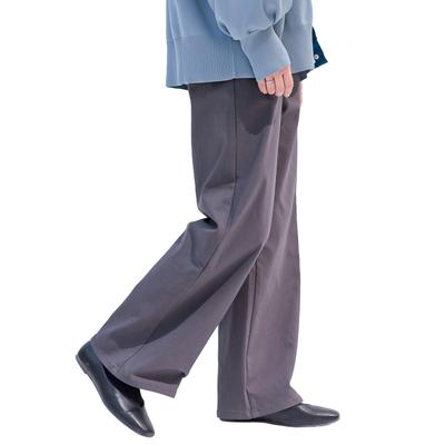 Oshare Walker Loose Straight Long Solid Comfortable Elastic Straight Loose Plus Sizes 14bo041 n'OrLABEL [Stretchy Fleece-Lined Pants] Women's