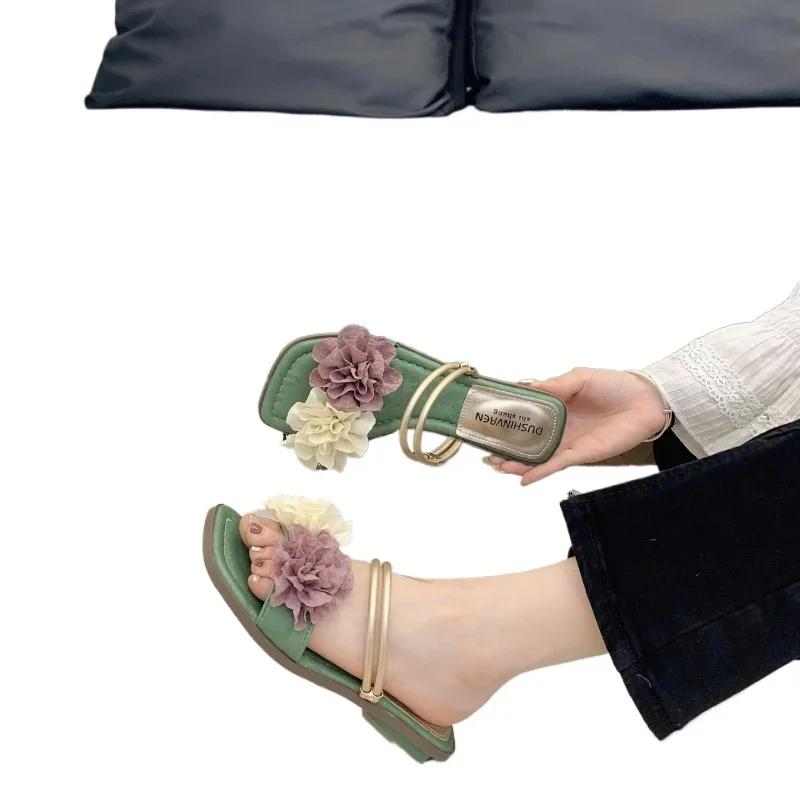 Women's Slippers 2025 Open Toe Fashion Shoes for Women Floral Daily Slippers Comfortable Flat Best Seller Flat Slippers Zapatos