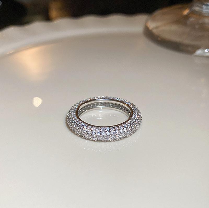 18K Gold Plated Pearl & Diamond Open Ring: High-End Fashion Jewelry for Women