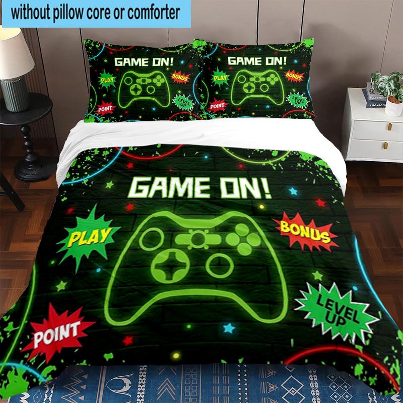 Game Night Adventure 3pcs Bedding,Including 1pc Duvet Cover And 2pcs Pillowcases Perfect for Christmas,Ideal for Bedroom, Dormitory