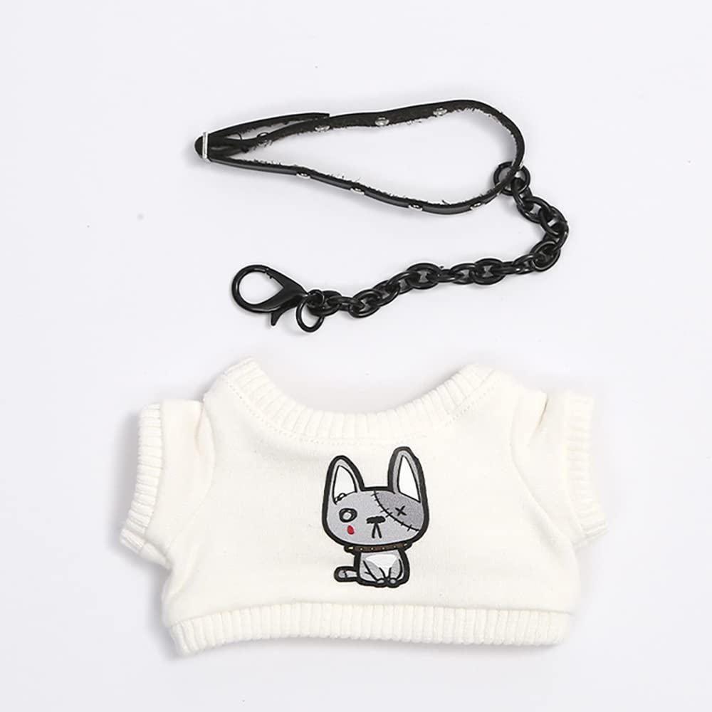 Niannyyhouse 15cm Plush Clothes Patch Dog Set with Hoodie and Collar, Cotton Doll Clothes (A-white-15cm)