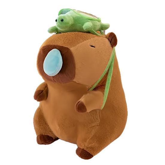 Capybara Plush Doll Soft Stuffed Animal Pillow Comfortable Hugging Toy with Cute Turtle Accessory Cozy Cushion Gift for Kids Adults