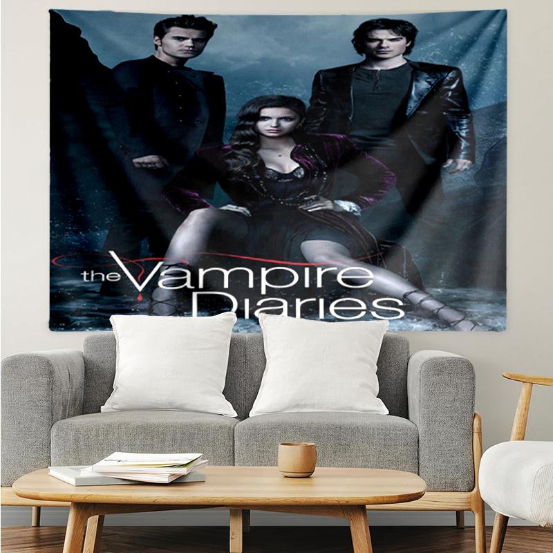 Vampire Diaries Print Tapestry, Backdrop, Easy Setup, Ideal for Bedroom, Office & Living Room, with Aesthetic Wall Hanging Decor.