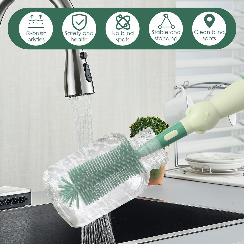 3 In 1 Silicone Baby Bottle Brush Cup Cleaning Set Straw Scrubber Newborn Milk Bottle Brush Portable Glass Cup Washing Tool