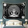 Tree Of Life Tapestry Wall Hanging, Sun And Moon Aesthetic Phase Galaxy Star Black And White Tapestries Nature Aesthetic Home
