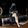 Halloween Decor Statue Black Robe Girl Ornament, Dark Style, with Balanced PLA Material Figurine Base Sitting Figurine, Durable Detailed Texture