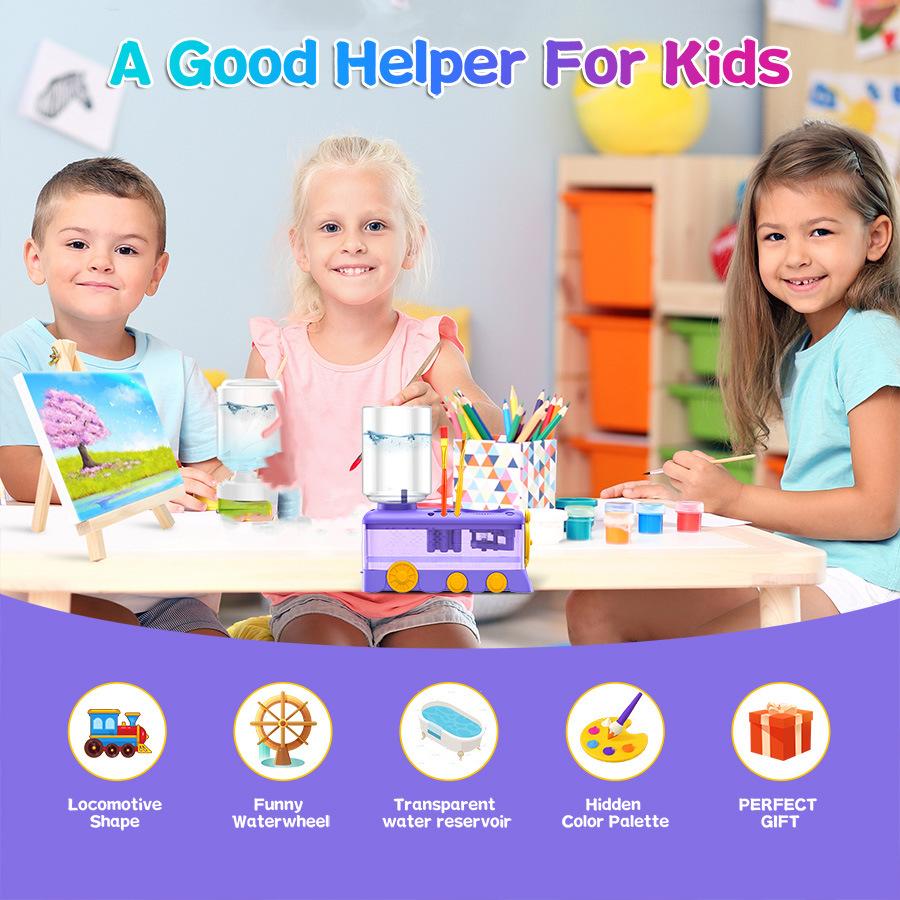 Paint Brush Cleaner with Drain Button Paint Brush Cleaning Machine Painting Brush Rinser for Acrylic Water Based Painting Brush