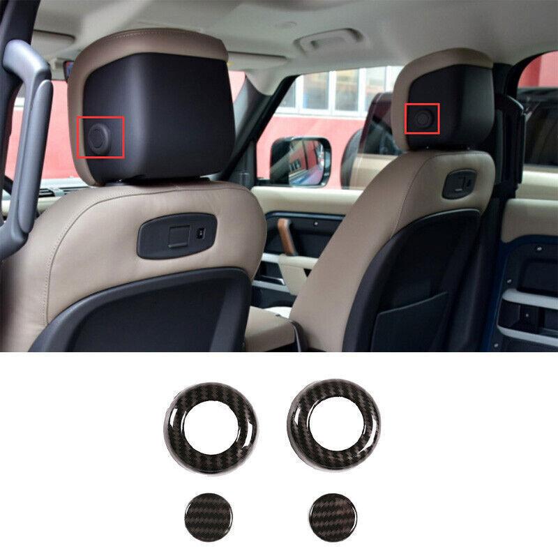 For Defender 110 - DX Carbon Fiber Seat Headrest Button Ring Cover Trim