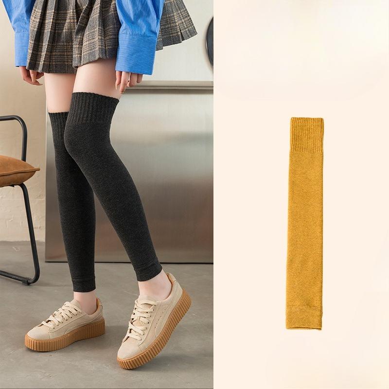

Thick Knee-high Socks for Women in Autumn and Winter, Solid-colored Long Stockings, Knee Pads, Slimming Effect, Loops with Fleece, Warm High Stockings 1 pair імбирний