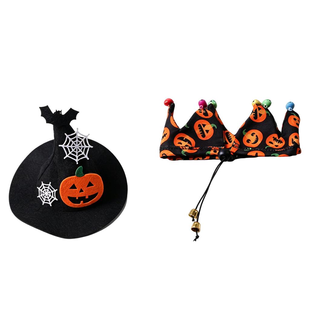 Halloween Pumpkin Witch Hat and Scarf Set for Pet Costume Party