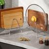 1Pcs Cutting Board Rack Stand Space Saving Stainless Steel Practical Kitchen Organizer Pot Lid Holder Thickened Desktop Rack
