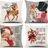 New Christmas Pillow Cushion Dwarf Elk Santa Claus Series Sofa Decoration Linen Pillow Cover