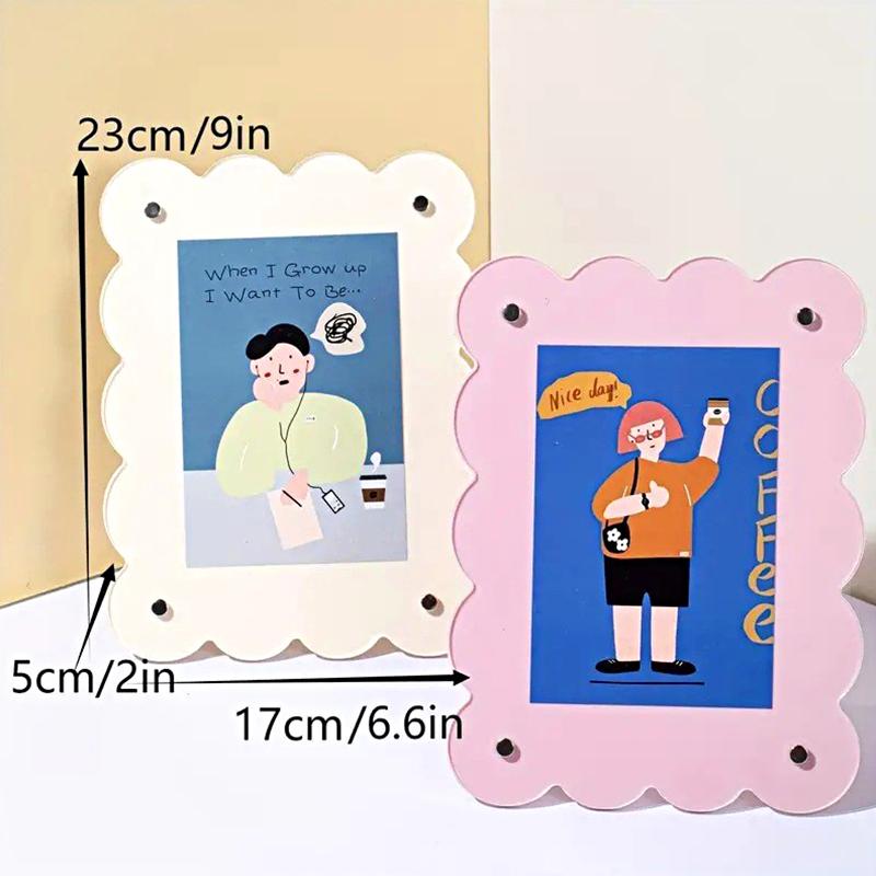 1PC Colored Photocard Holder Desk Decoration Wave Color Photo Frame 7-Inch Display Stand Nordic 23x17cm