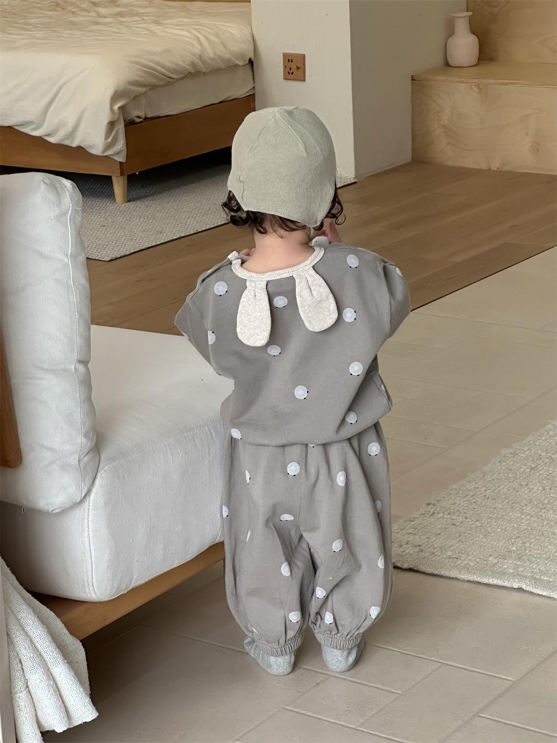 

Autumn 2025 Korean Style Boys Cartoon Print Raglan Sleeve Two-Piece Set 110cm