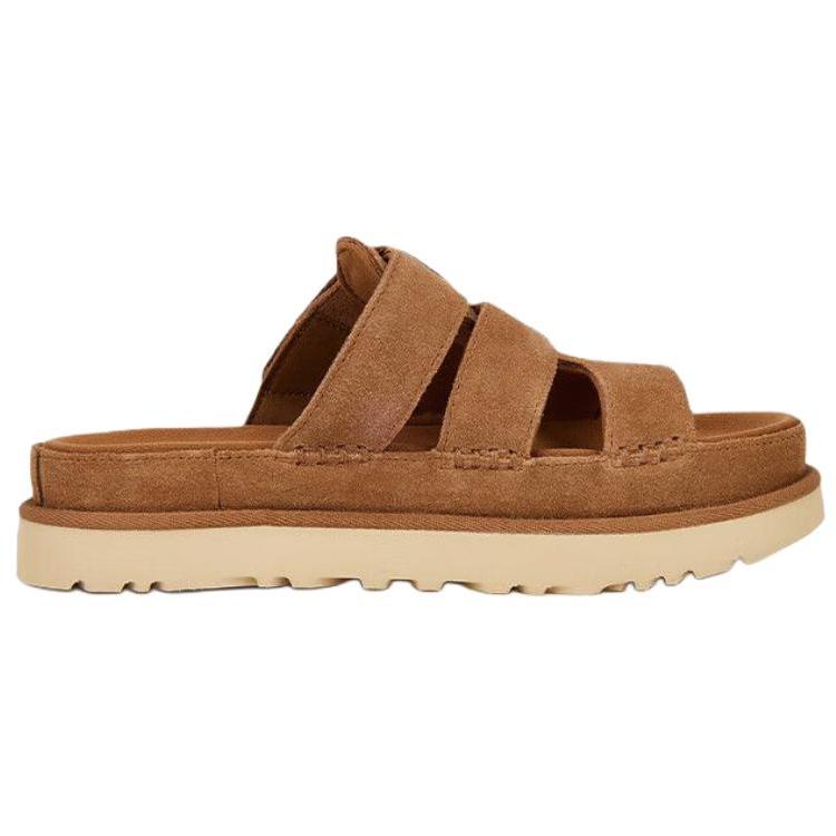 UGG Golden Family Fashion Bequeme Glänzende Goldserie Anti-Reibung Pantoletten Damen Sandalen Braun 1174090-CHE