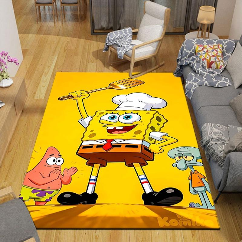 1Pc Spongebob Chef Flannel Rug Soft Non Slip Carpet for Bedroom Living Room Office Floor Outdoor Home Decor Xmas Gift