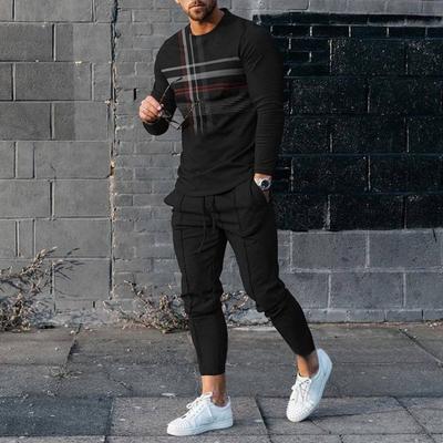 Erkek Giyim Uzun Kollu Tişört Pantolon Takımları O Yaka Sweatshirt Takımları Günlük Eşofman Takımları Büyük Boy Tişörtler Eşofman Altı Kıyafetleri