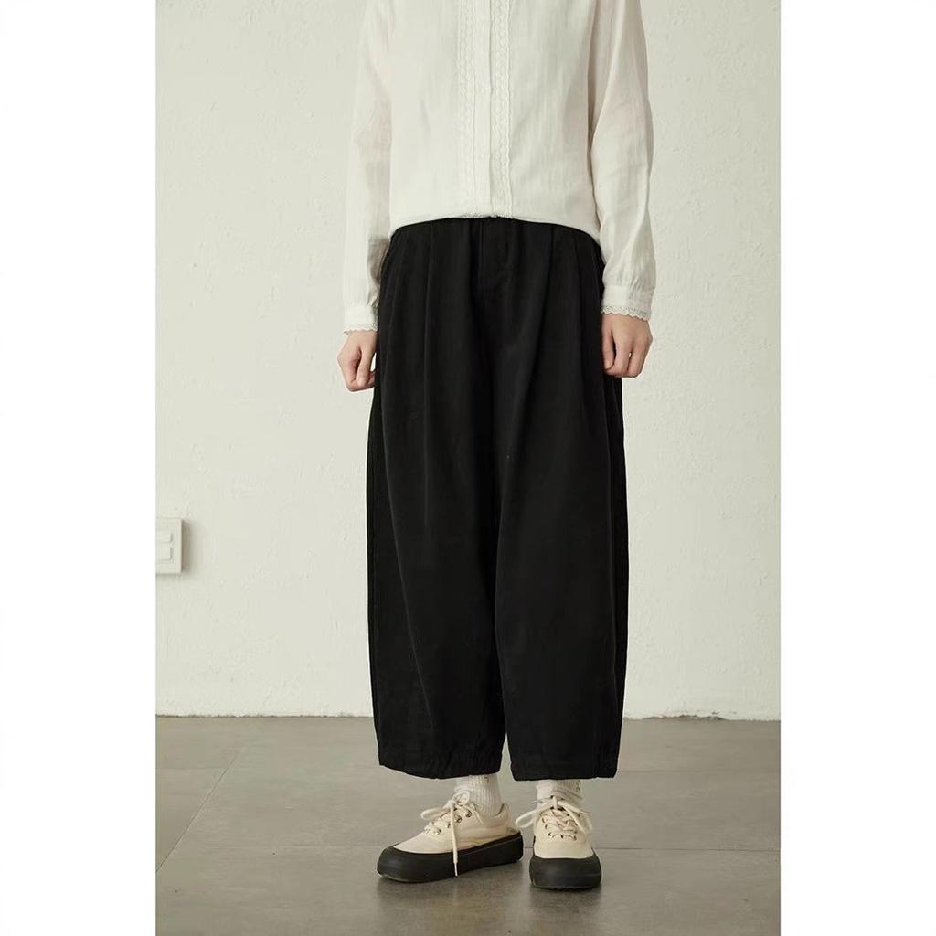 Loose and Large Version Meat-covering Nine-point Casual Pants Children's 2025 Spring New Elastic Waist Thin Wide-leg Pants