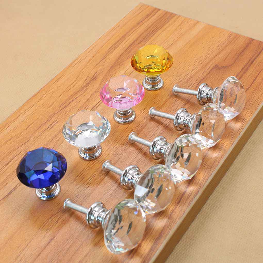 Vintage Door Colorful Glass Shinning Round Handles Pull Knobs for Kitchen Cabinet Cupboard Wardrobe Drawer by Jooan