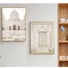 Islamitische beige poster landschap canvas print moskee Marokko deur muur kunst schilderij Bohemen foto moderne huis kamer decoratie