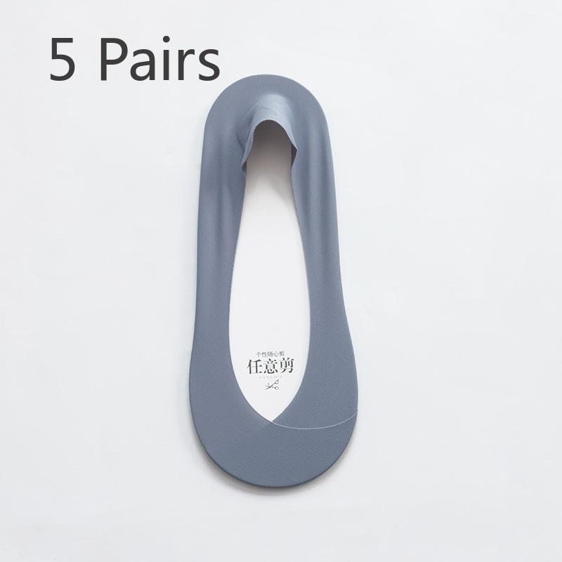 5 Paar Eis Seide Bootssocken Damen Sommer Dünne Rutschfeste Fersen Socken Socken Flacher Ausschnitt Unsichtbare Socken