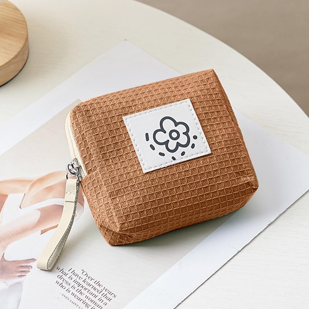 

Сумка для гигиенических прокладок с цветами, большая вместимость, маленькая сумка для хранения, портативный кошелек для монет, для женщин, девушек коричневый