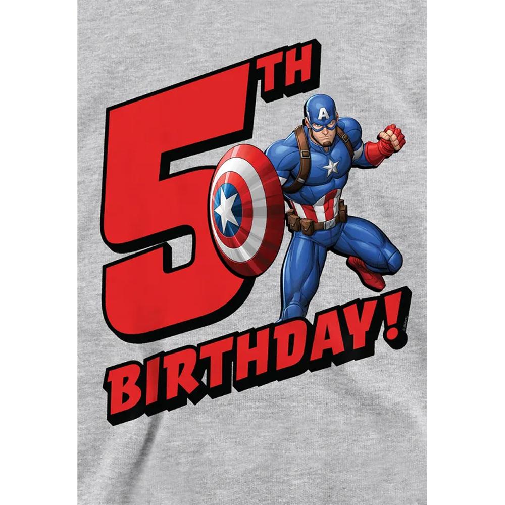 Captain America Childrens/Kids 5th Birthday Heather Pull Over Hoodie