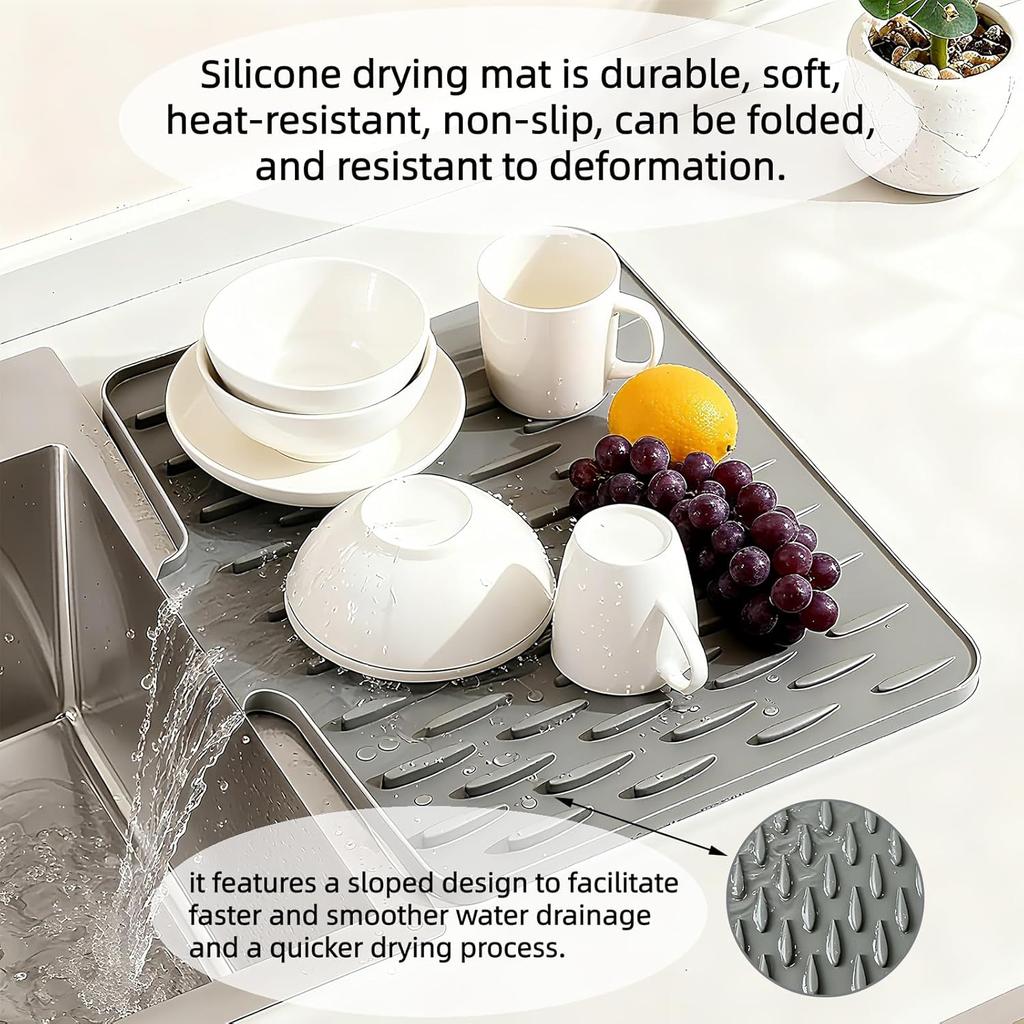 Sloped Silicone Drying Mat Thick Countertop Protector Heat Insulation Pot Holder Non Slip Cutting Board Grip for Kitchen