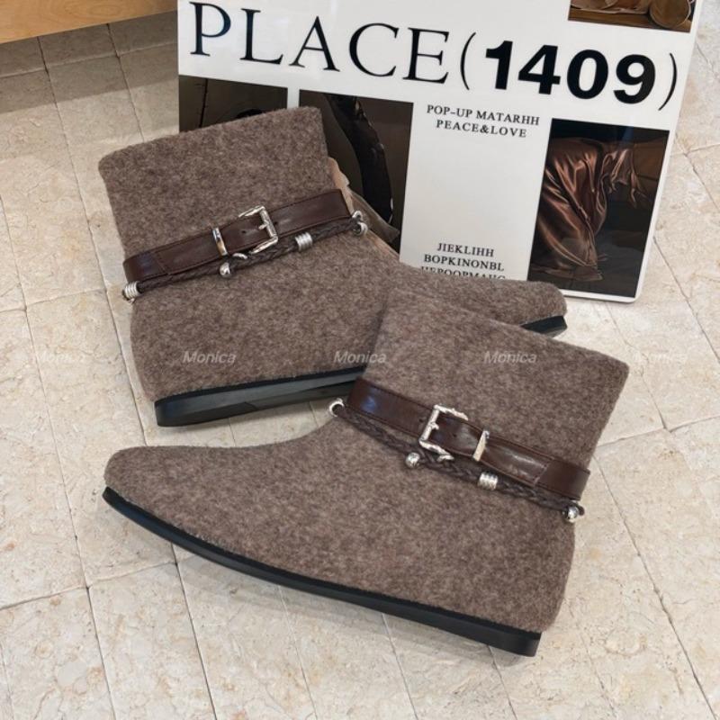 

Вінтажні нішеві круглий носок повстяні теплі потовщені великі бавовняні чоботи снігові чоботи сірі вовняні чоботи 40 абрикосовий