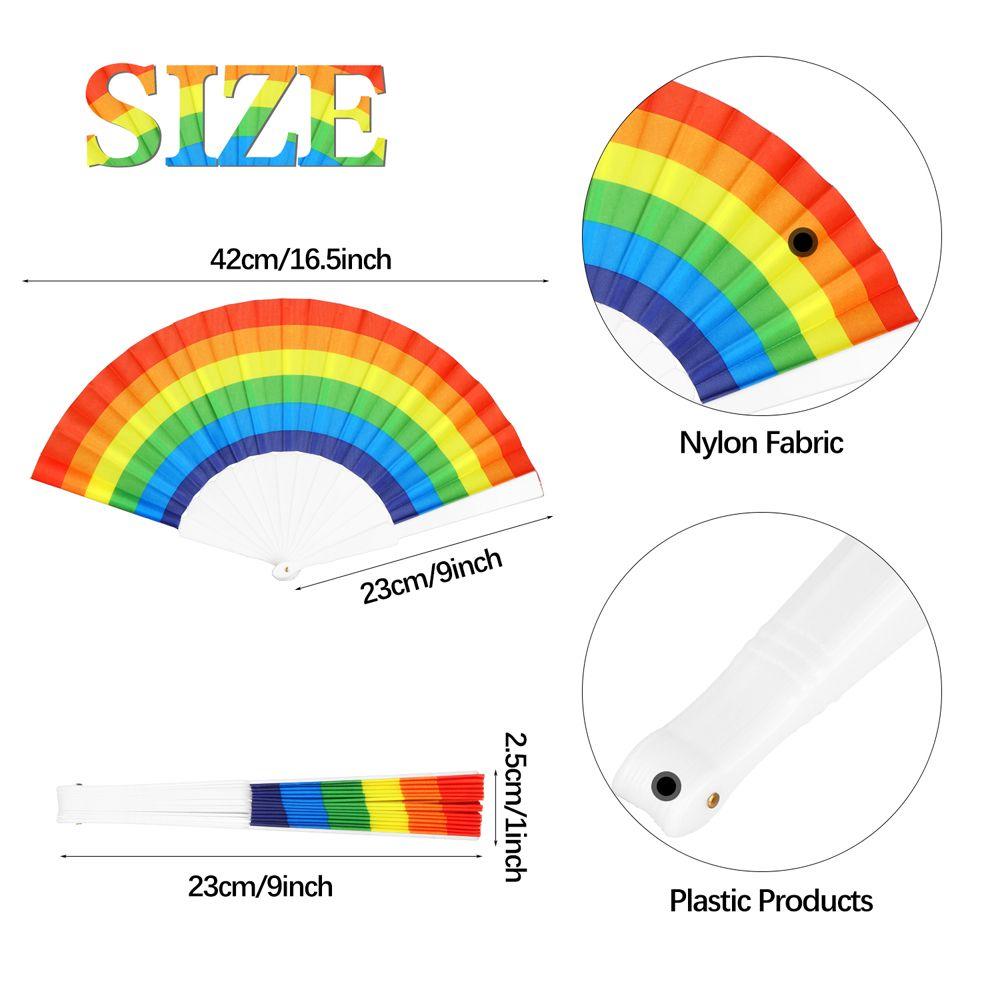 Club Gay Pride EDM Vintage Chinese Fan Hand Fan Rainbow Folding Fan LGBT