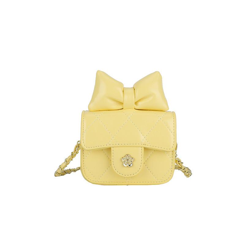 No Ip Small Pu Diamond Quilted Girls Crossbody Bag With Bow For Daily Use