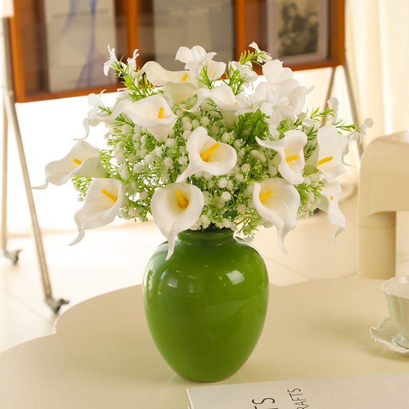 12 Stück Weiße Calla Lilie Künstliche Blumenstrauß Falsche Blume für Heimdeko Partyzubehör Hochzeitsdekoration Vasenzubehör