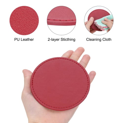 uxcell Leather Coasters for Drinks with Holders, Tabletop Protection, Home Decor, Housewarming Gift, Green, 1 Set