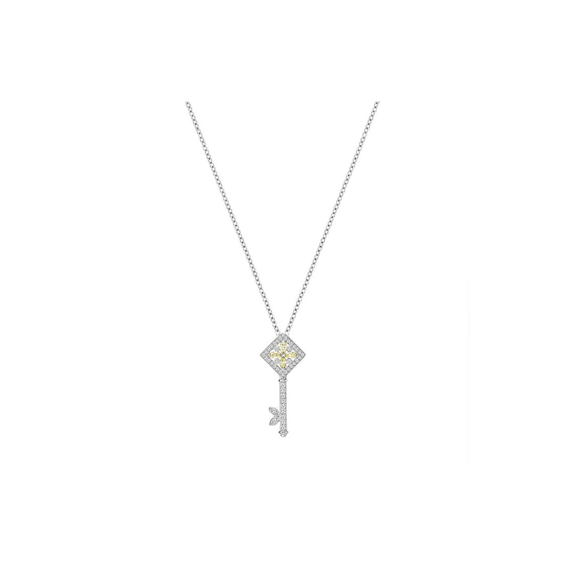 Swarovski Four Leaf Clover Inlaid Key Pendant Necklace Women necklace 5197499 Silver,F