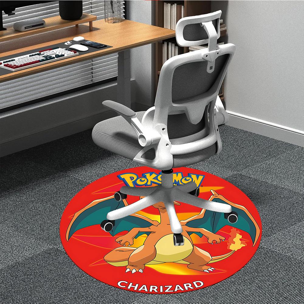 1pc Pokemon Charizard Office Round Area Rug, Indoor Mat Suitable For Office, Under Office Chairs Bedroom Living Room Home Decor, Room Deco