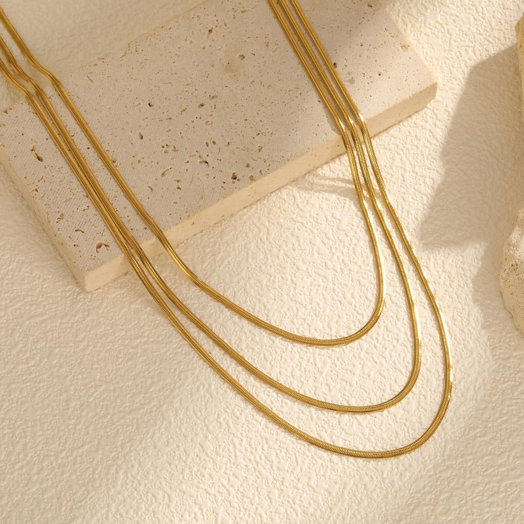 Vnox Stainless Steel Snake Chain Necklace For Women Thin Layer Choker Herringbone Gold Color Necklaces Classic Jewelry Gifts