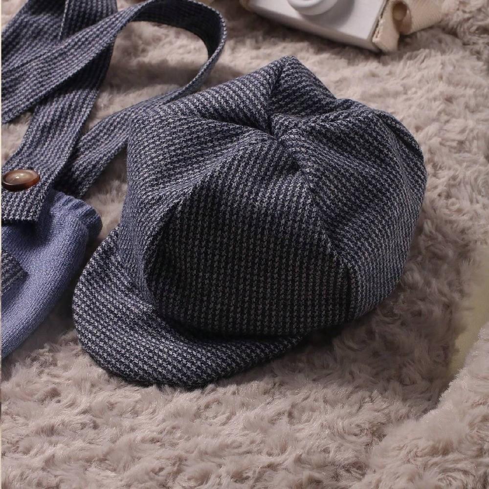 Suspender Romper Newborn Photography Outfit Newsboy Hat Baby Romper Set  Baby Photo Shoot