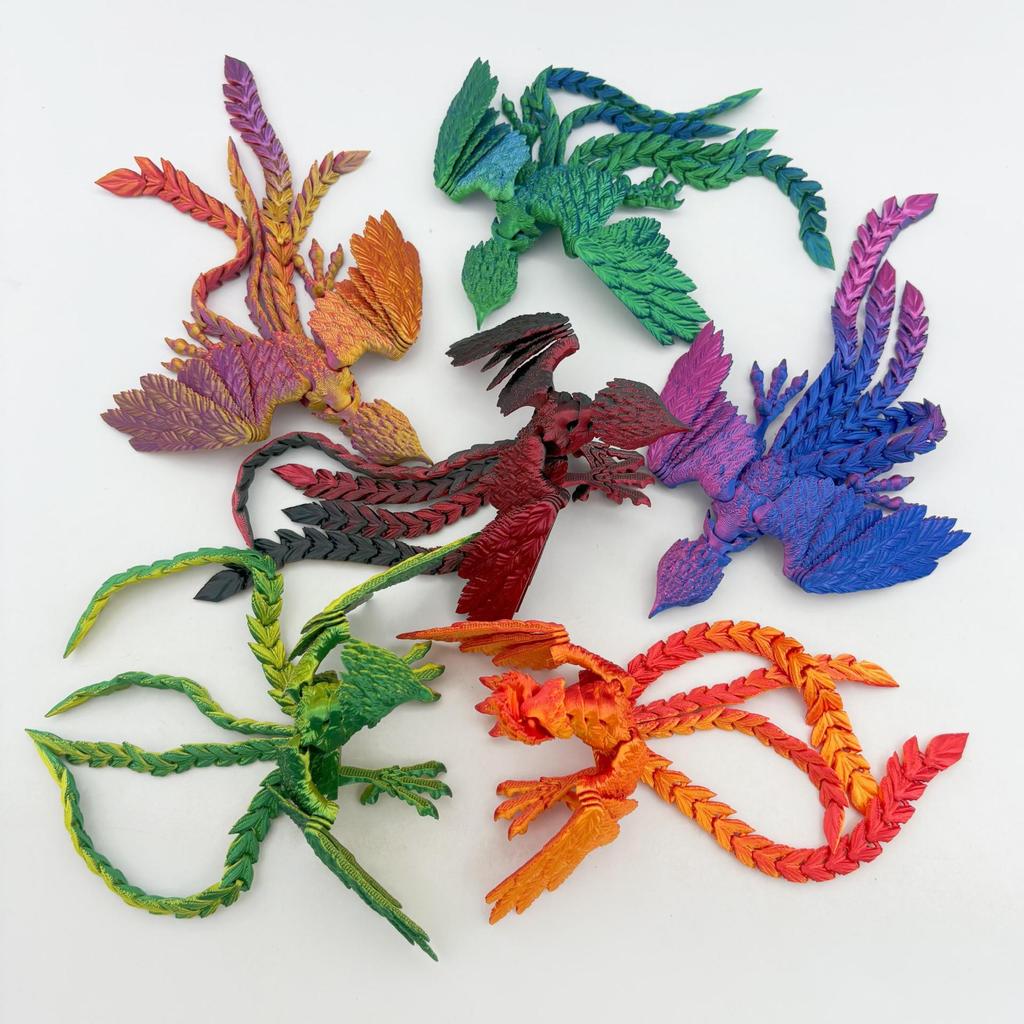New 3D Printing Long-Tailed Phoenix Toy Simulation Animal Model Flexible Joints Movable Home Small Ornaments Children Toys