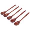5PCS Wooden Spoon with Long Handle Soup Spoon for Barbecue Camping Party Home KitchenPaint Color