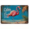 Metall Wandkunst Vintage Flamingo Poster Vorgebohrtes Eisenschild 12x8 Zoll für Bar