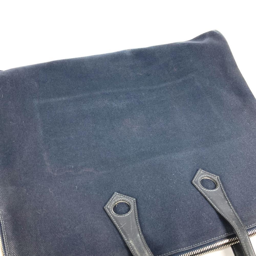 HERMES Duffle Bag Sac Iboo GM Tote Bag Hand Bag Leather/Canvas Black/Navy
