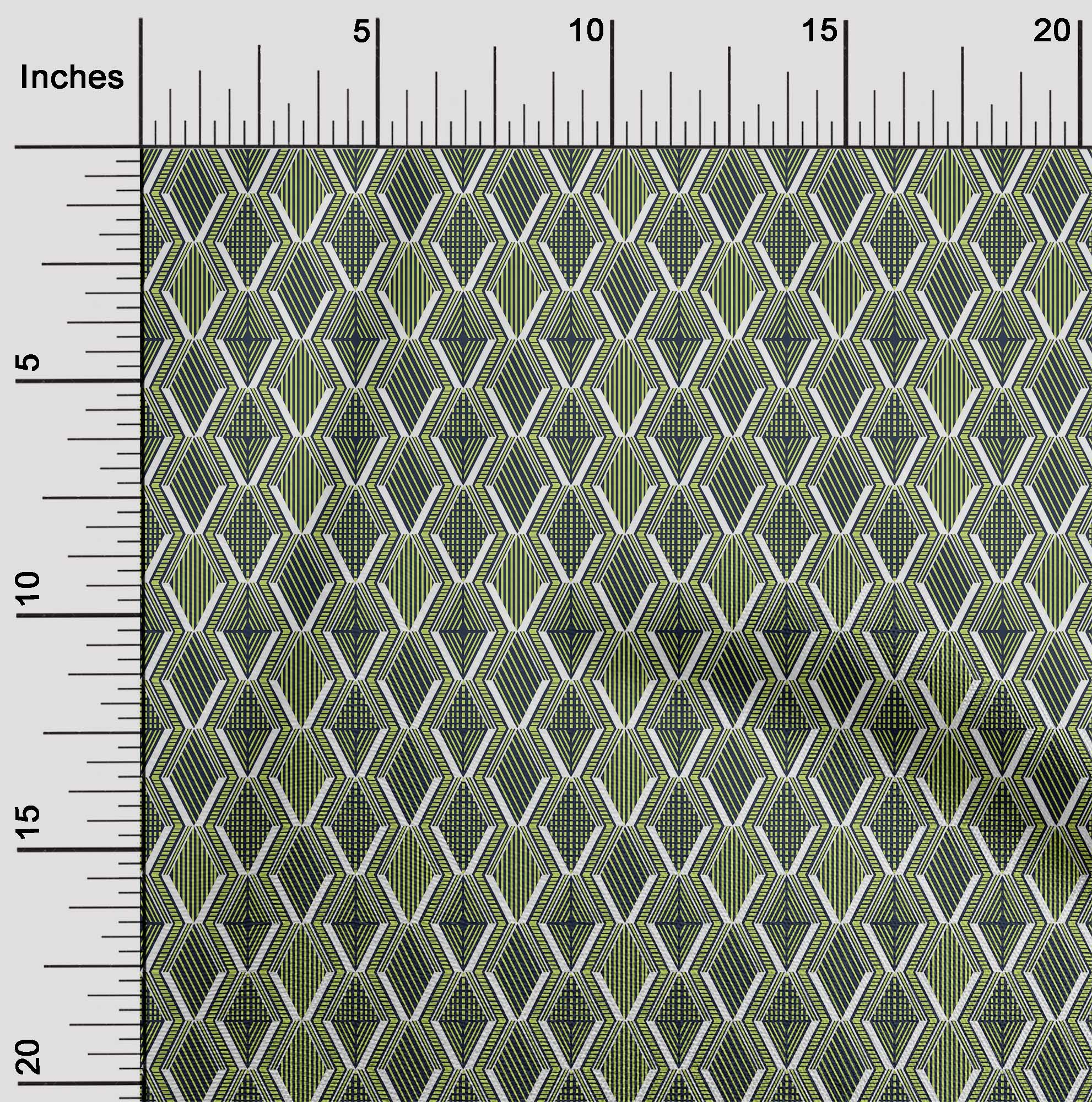 

oneOone Cotton Flex Fabric Argyle Geometric Print Fabric By The Yard 40 Inches 42 Inch Wide - Viscose Chiffon зелений