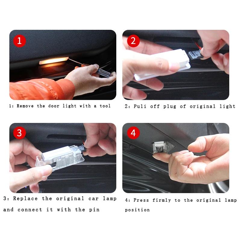 2Pcs Car Door Welcome Light Led HD Projector Lamp Courtesy Lights for 2xkcp Sline S3 S4 S5 S6 S7 RSA3 A5 RS3 RS4 RS5 RS6 RS7 SQ5 xkcp2